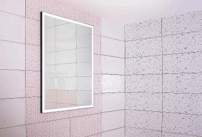 Зеркало Бриклаер Лофт 60 4627125415722 с подсветкой Черное с бесконтактным выключателем и часами