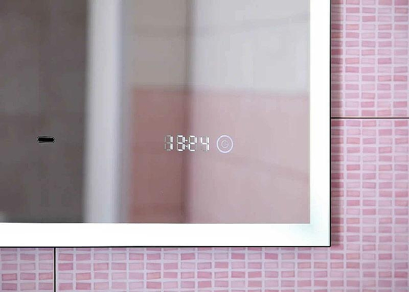 Зеркало Бриклаер Лофт 60 4627125415722 с подсветкой Черное с бесконтактным выключателем и часами, купить, цена, заказать, магазин, доставка, скидка, промокод, купить, цена, заказать, магазин, доставка, скидка, промокод