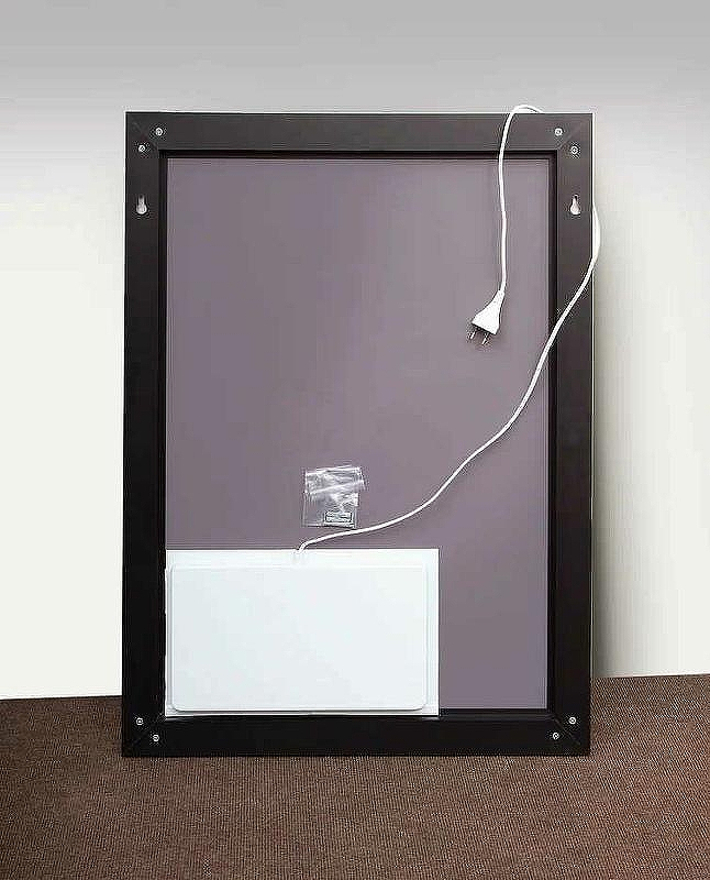 Зеркало Бриклаер Лофт 60 4627125415722 с подсветкой Черное с бесконтактным выключателем и часами, купить, цена, заказать, магазин, доставка, скидка, промокод, купить, цена, заказать, магазин, доставка, скидка, промокод