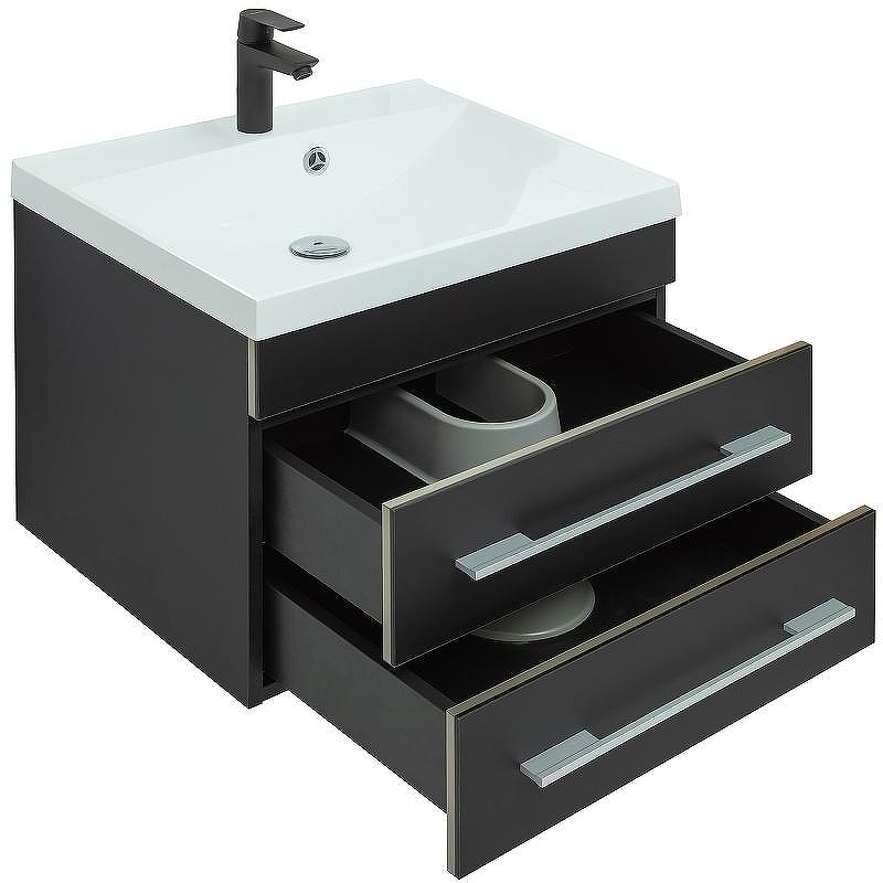 Тумба с раковиной Aquanet Верона 58 287644 подвесная Черная матовая, купить, цена, заказать, магазин, доставка, скидка, промокод, купить, цена, заказать, магазин, доставка, скидка, промокод