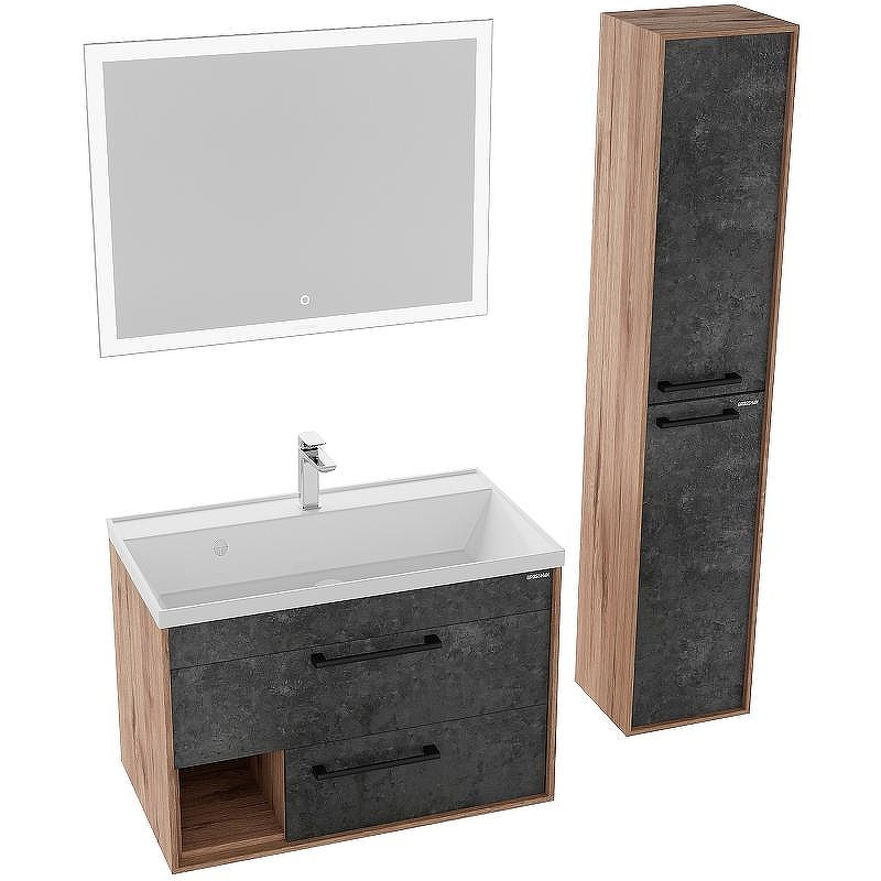 Шкаф пенал Grossman Реал 30 303007 подвесной Веллингтон Бетон Арья, купить, цена, заказать, магазин, доставка, скидка, промокод, купить, цена, заказать, магазин, доставка, скидка, промокод