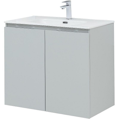 Тумба под раковину Aquanet Алвита New 80 277528 подвесная Серая матовая