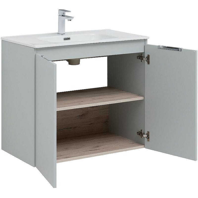 Тумба под раковину Aquanet Алвита New 80 277528 подвесная Серая матовая, купить, цена, заказать, магазин, доставка, скидка, промокод, купить, цена, заказать, магазин, доставка, скидка, промокод