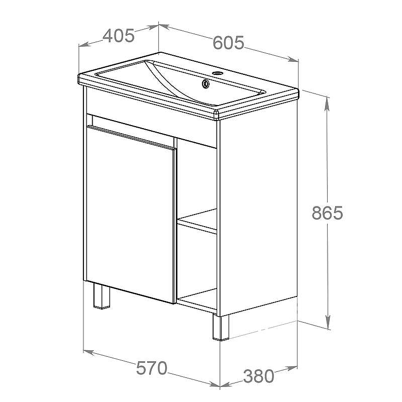 Тумба с раковиной Orange Topline-Line 60 TLIB60+RA Белый глянец Светло-серый глянец, купить, цена, заказать, магазин, доставка, скидка, промокод, купить, цена, заказать, магазин, доставка, скидка, промокод