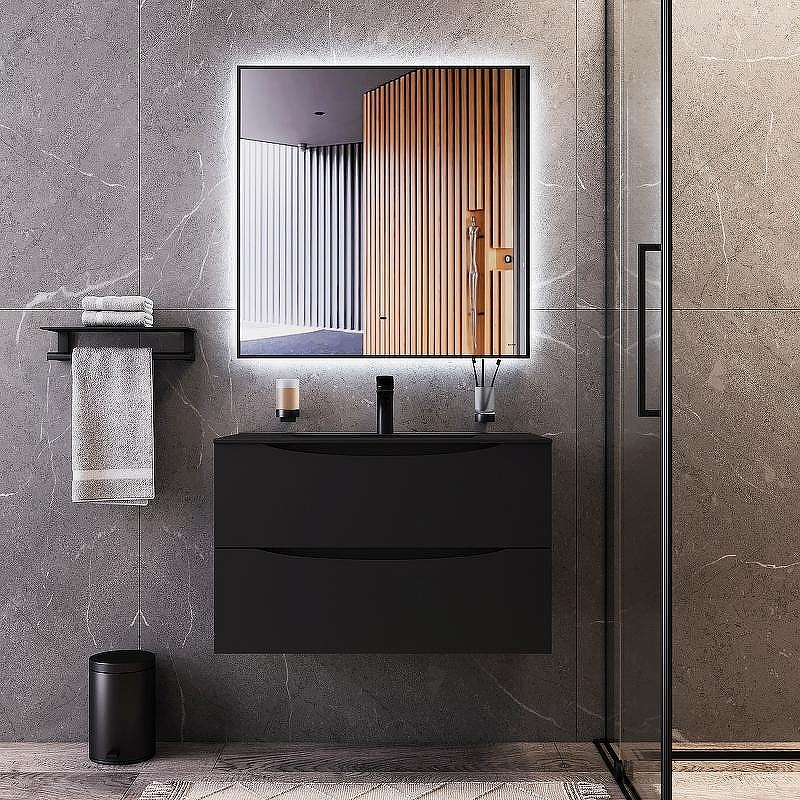 Зеркало Bond Cube 80x80 M36ZE-8080 с подсветкой Черное с бесконтактным выключателем, купить, цена, заказать, магазин, доставка, скидка, промокод, купить, цена, заказать, магазин, доставка, скидка, промокод