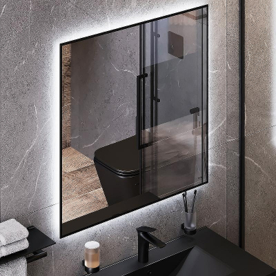 Зеркало Bond Cube 80x80 M36ZE-8080 с подсветкой Черное с бесконтактным выключателем