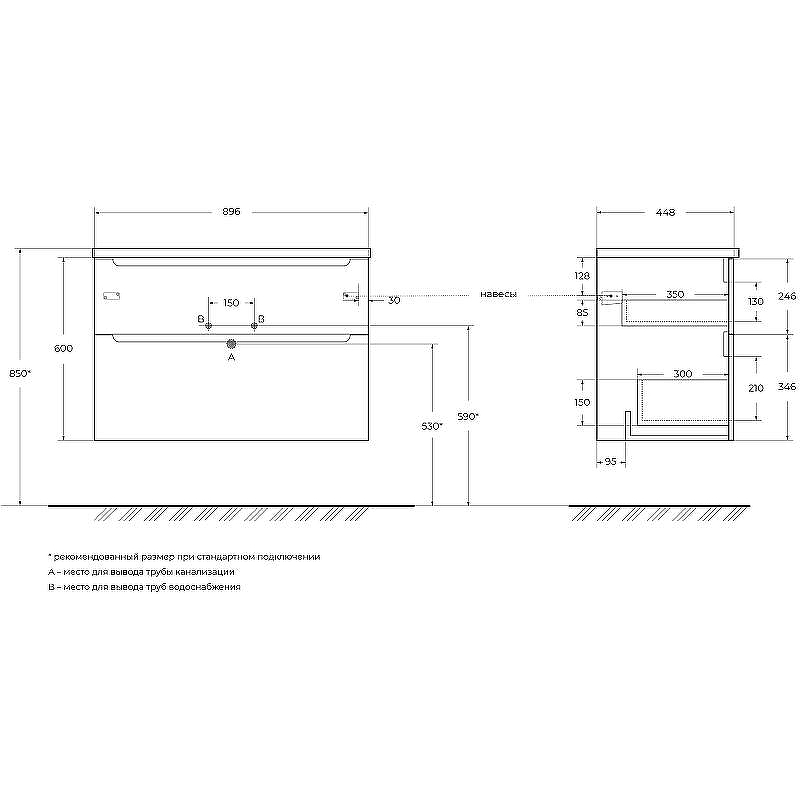 Тумба под раковину BelBagno Etna-H60 90 ETNA-H60-900-2C-SO-BL-P подвесная Bianco Lucido, купить, цена, заказать, магазин, доставка, скидка, промокод, купить, цена, заказать, магазин, доставка, скидка, промокод