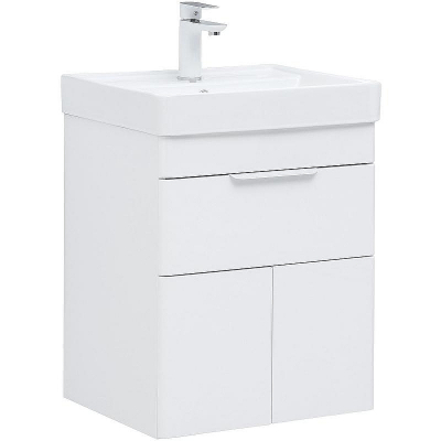 Тумба с раковиной Aquanet Ирис new 50 312421 подвесная Белый глянец