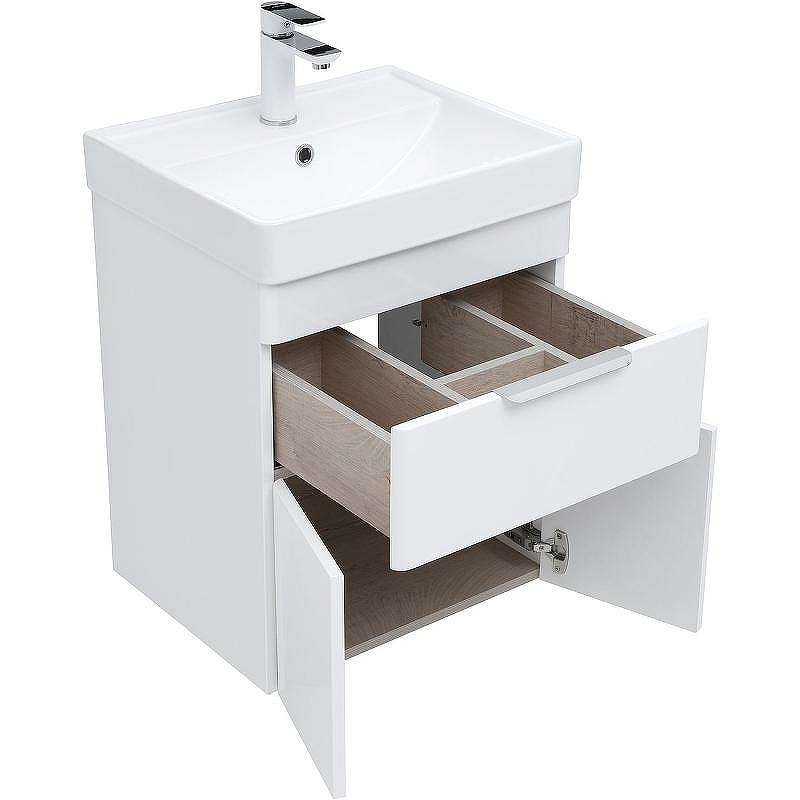 Тумба с раковиной Aquanet Ирис new 50 312421 подвесная Белый глянец, купить, цена, заказать, магазин, доставка, скидка, промокод, купить, цена, заказать, магазин, доставка, скидка, промокод