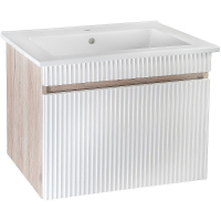 Тумба под раковину Runo Модена 75 00-00001427 подвесная Крафтовый дуб Белая, купить, цена, заказать, магазин, доставка, скидка, промокод, купить, цена, заказать, магазин, доставка, скидка, промокод