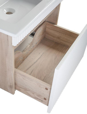 Тумба под раковину Runo Модена 75 00-00001427 подвесная Крафтовый дуб Белая