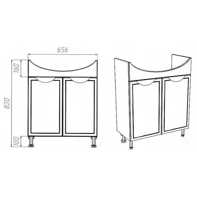 Тумба под раковину VIANT Лима 70 VLIM70BA-T2ST Белая, купить, цена, заказать, магазин, доставка, скидка, промокод, купить, цена, заказать, магазин, доставка, скидка, промокод