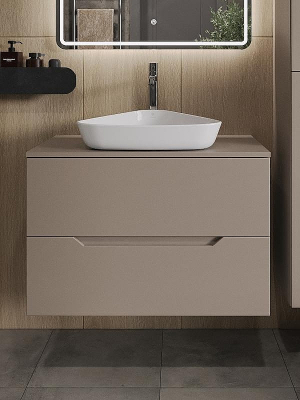 Тумба с раковиной Orange Line 80 Li-80TuLMDF+B07-500W подвесная Латте матовый