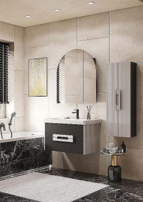 Шкаф пенал Aquaton Ар-Деко 40 1A284703DD8D0 подвесной Серый кобальт