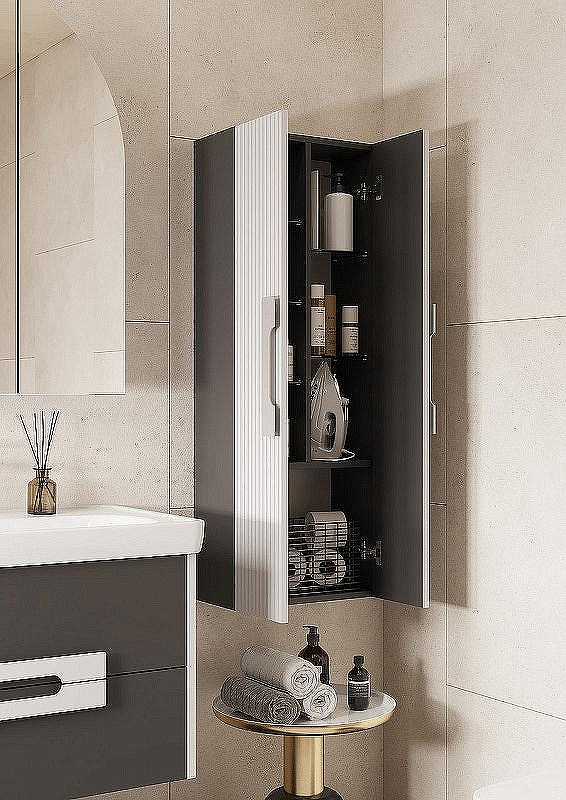 Шкаф пенал Aquaton Ар-Деко 40 1A284703DD8D0 подвесной Серый кобальт, купить, цена, заказать, магазин, доставка, скидка, промокод, купить, цена, заказать, магазин, доставка, скидка, промокод