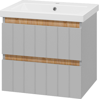 Тумба с раковиной Misty Грей 60 УТ000022655 подвесная Серый металлик Дуб Сонома