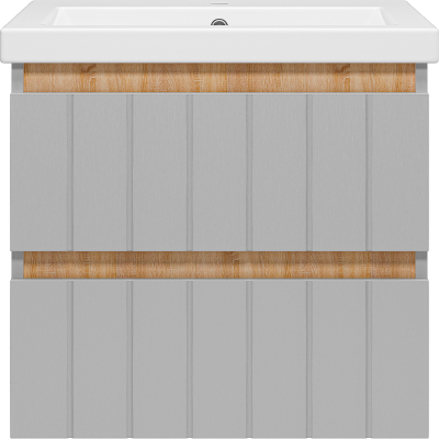 Тумба с раковиной Misty Грей 60 УТ000022655 подвесная Серый металлик Дуб Сонома