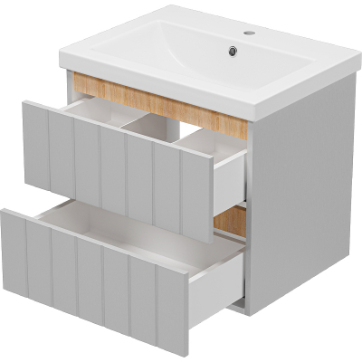 Тумба с раковиной Misty Грей 60 УТ000022655 подвесная Серый металлик Дуб Сонома