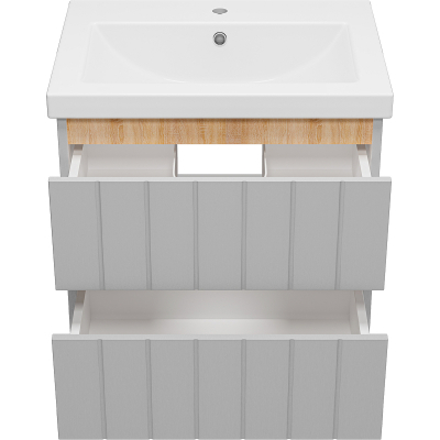 Тумба с раковиной Misty Грей 60 УТ000022655 подвесная Серый металлик Дуб Сонома