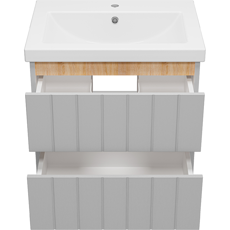 Тумба с раковиной Misty Грей 60 УТ000022655 подвесная Серый металлик Дуб Сонома, купить, цена, заказать, магазин, доставка, скидка, промокод, купить, цена, заказать, магазин, доставка, скидка, промокод