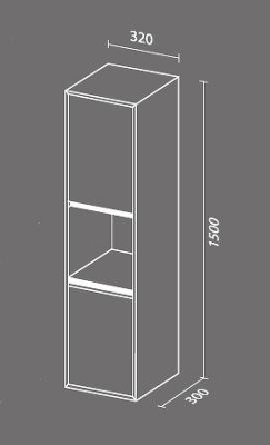 Шкаф пенал SanVit Контур 32 pkontur с фактурой под дерево вертикальные ручки подвесной Венге