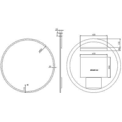 Зеркало Boheme Modern 80 545-80-B с подсветкой Черное с сенсорным выключателем и подогревом