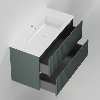 Тумба под раковину La Fenice Terra Twin 100 FNC-01-TER-G-100-2 подвесная Серо-зеленая