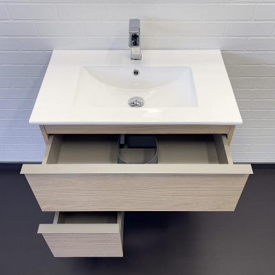 Тумба с раковиной Comforty Тургояк 75 00-00020597 подвесная Дуб светлый