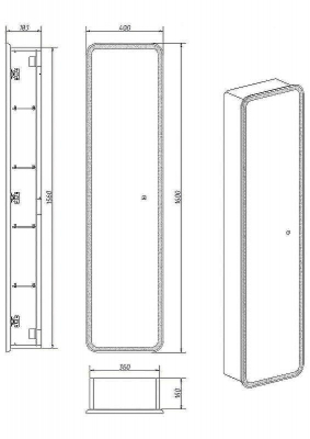 Шкаф пенал Art&Max Platino AM-Pla-400-1600-1D-R-L-DS-F с сенсорным выключателем Белый