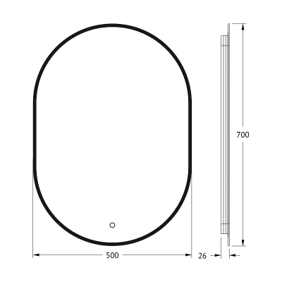 Зеркало Defesto Aura 50х70 DF 2923S с подсветкой 19W-4500K/Сенсорный выключатель/Нейтральный белый свет/Черная рама