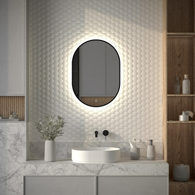 Зеркало Defesto Aura 50х70 DF 2923S с подсветкой 19W-4500K/Сенсорный выключатель/Нейтральный белый свет/Черная рама