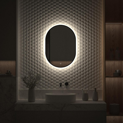 Зеркало Defesto Aura 50х70 DF 2923S с подсветкой 19W-4500K/Сенсорный выключатель/Нейтральный белый свет/Черная рама