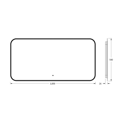Зеркало Defesto Aura 100х50 DF 2975RH с подсветкой 28W-3000K/ИК - выключатель/Теплый белый свет/Черная рама