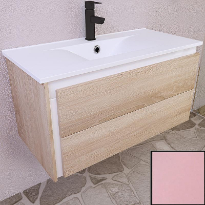 Тумба с раковиной SanVit Линк 80 klink080 в цвете Ral подвесная Розовый глянец