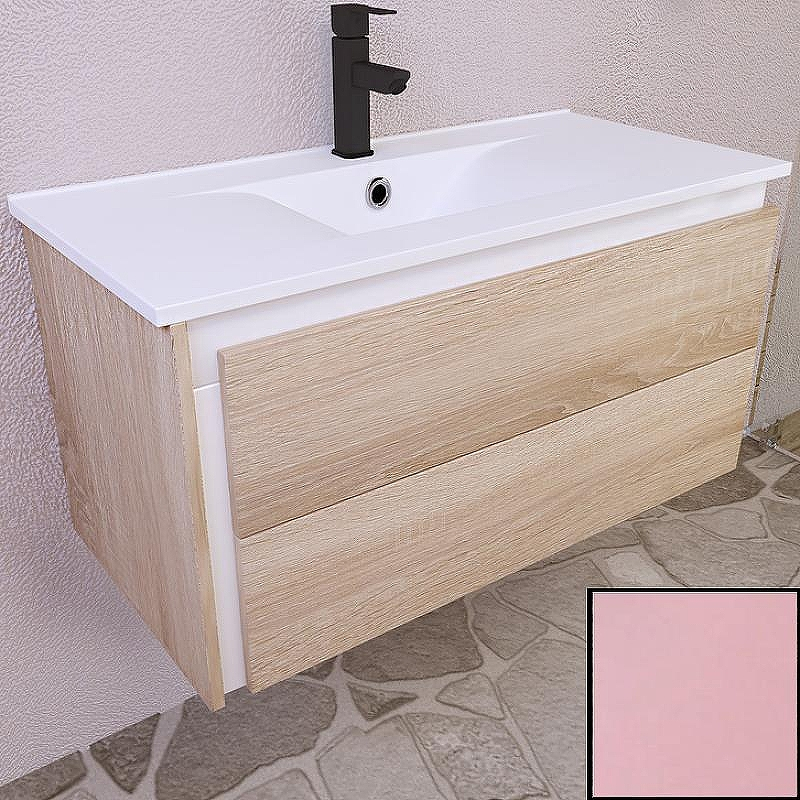 Тумба с раковиной SanVit Линк 80 klink080 в цвете Ral подвесная Розовый глянец, купить, цена, заказать, магазин, доставка, скидка, промокод, купить, цена, заказать, магазин, доставка, скидка, промокод