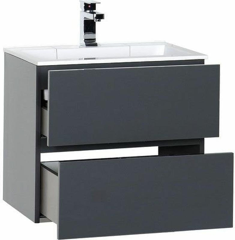 Тумба с раковиной Aquanet Алвита 60 213094 подвесная Серый антрацит, купить, цена, заказать, магазин, доставка, скидка, промокод, купить, цена, заказать, магазин, доставка, скидка, промокод