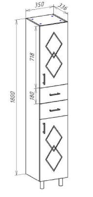Шкаф пенал Bellezza Элеганс 35 4628604110121 Белый