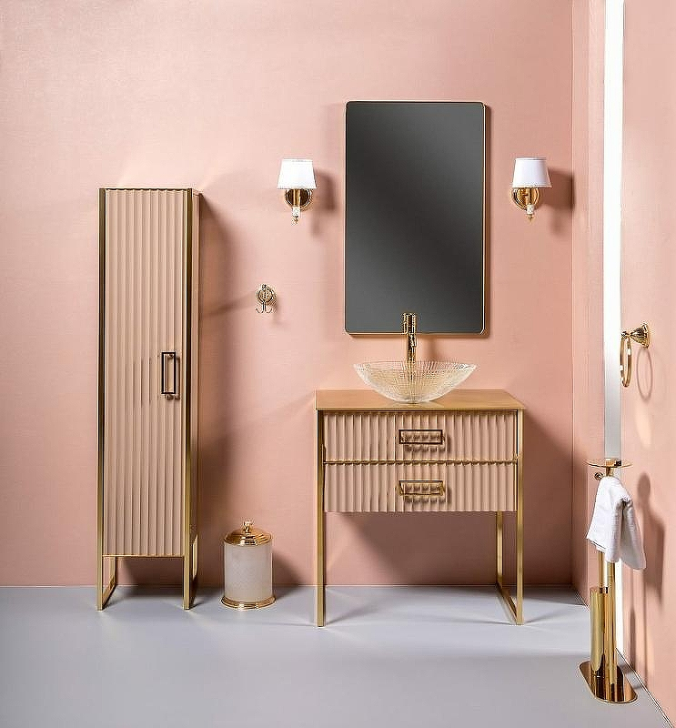 Тумба под раковину Boheme Armadi Art Monaco 80 867-080-CPG Капучино глянец Золото, купить, цена, заказать, магазин, доставка, скидка, промокод, купить, цена, заказать, магазин, доставка, скидка, промокод