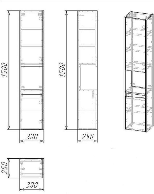 Шкаф пенал Grossman Тенза 30 303008 подвесной Веллингтон