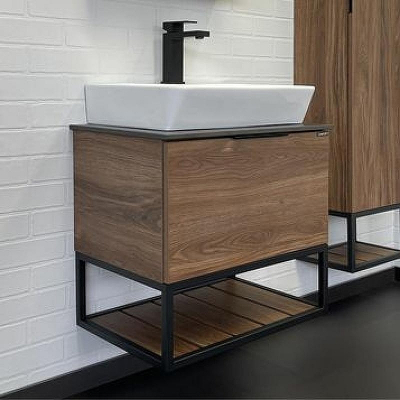 Тумба с раковиной Comforty Порто 60 00-00010677 подвесная Дуб темно-коричневый