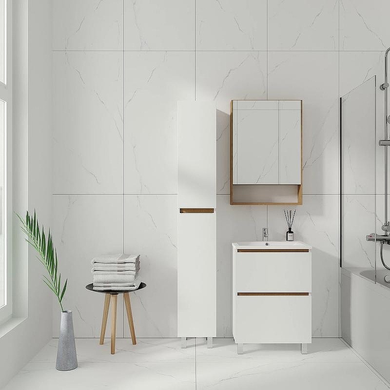 Тумба под раковину VIANT Мальта 80 VMAL80CO-T2Y Белая Дуб Вотан, купить, цена, заказать, магазин, доставка, скидка, промокод, купить, цена, заказать, магазин, доставка, скидка, промокод