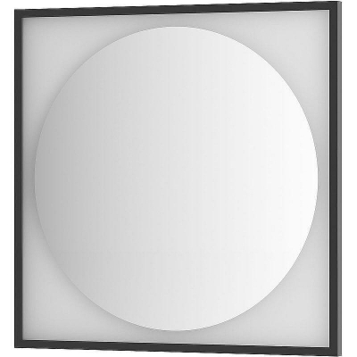 Зеркало Defesto Eclipce 80х80 DF 2223 с подсветкой 18W-4500К/в багетной раме/Без выключателя/Нейтральный белый свет/Черная рама