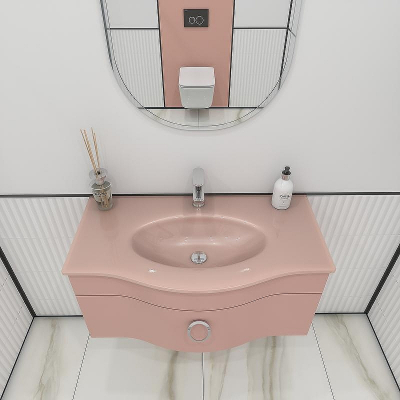 Тумба под раковину Caprigo Nokturn 90 1313-SF026 подвесная Розовая