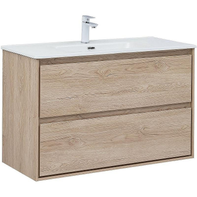 Тумба под раковину Aquanet Милан 100 336385 подвесная Дуб светлый