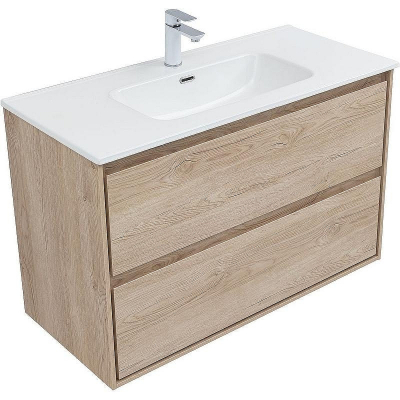 Тумба под раковину Aquanet Милан 100 336385 подвесная Дуб светлый