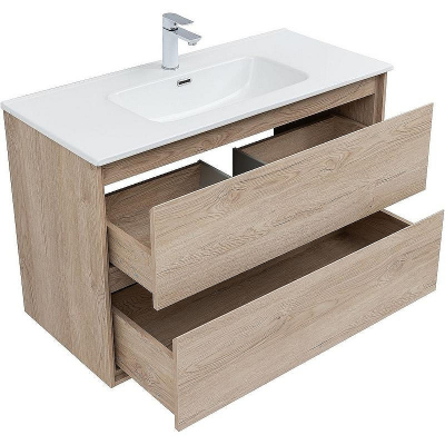 Тумба под раковину Aquanet Милан 100 336385 подвесная Дуб светлый