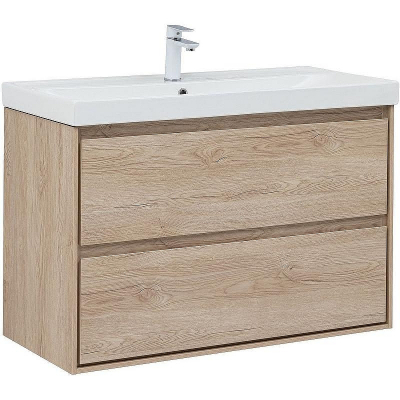 Тумба под раковину Aquanet Милан 100 336385 подвесная Дуб светлый
