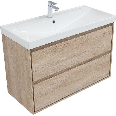 Тумба под раковину Aquanet Милан 100 336385 подвесная Дуб светлый