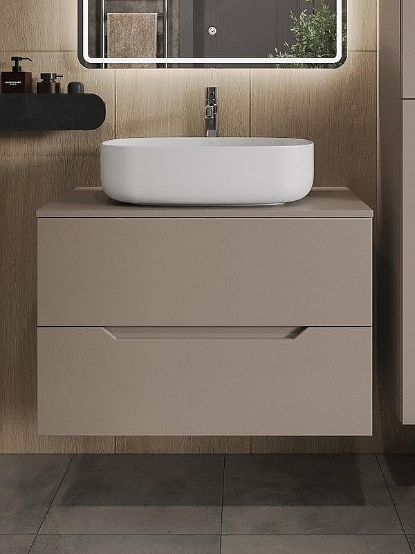 Тумба с раковиной Orange Line 80 Li-80TuLMDF+B07-540W подвесная Латте матовый, купить, цена, заказать, магазин, доставка, скидка, промокод, купить, цена, заказать, магазин, доставка, скидка, промокод