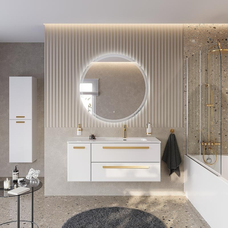 Тумба под раковину Cezares Eco-Cer-N 120 R ECO-CER-N-1200-2C-1A-SO-BL-R подвесная Bianco Lucido без ручек, купить, цена, заказать, магазин, доставка, скидка, промокод, купить, цена, заказать, магазин, доставка, скидка, промокод